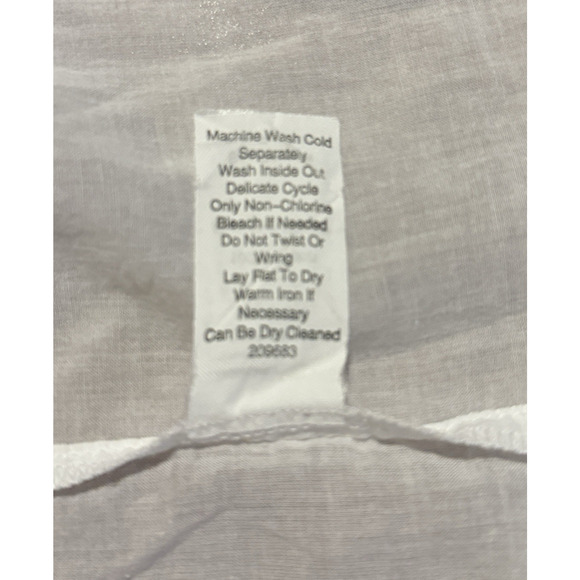 CAbi Women's Medium White Collared Cotton Lace Detail Long Sleeve ButtonUp Shirt - Picture 8 of 9